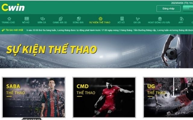 Cược thể thao hấp dẫn tại Cwin