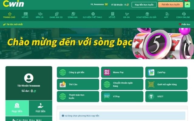 Rút tiền tại Cwin cực đơn giản